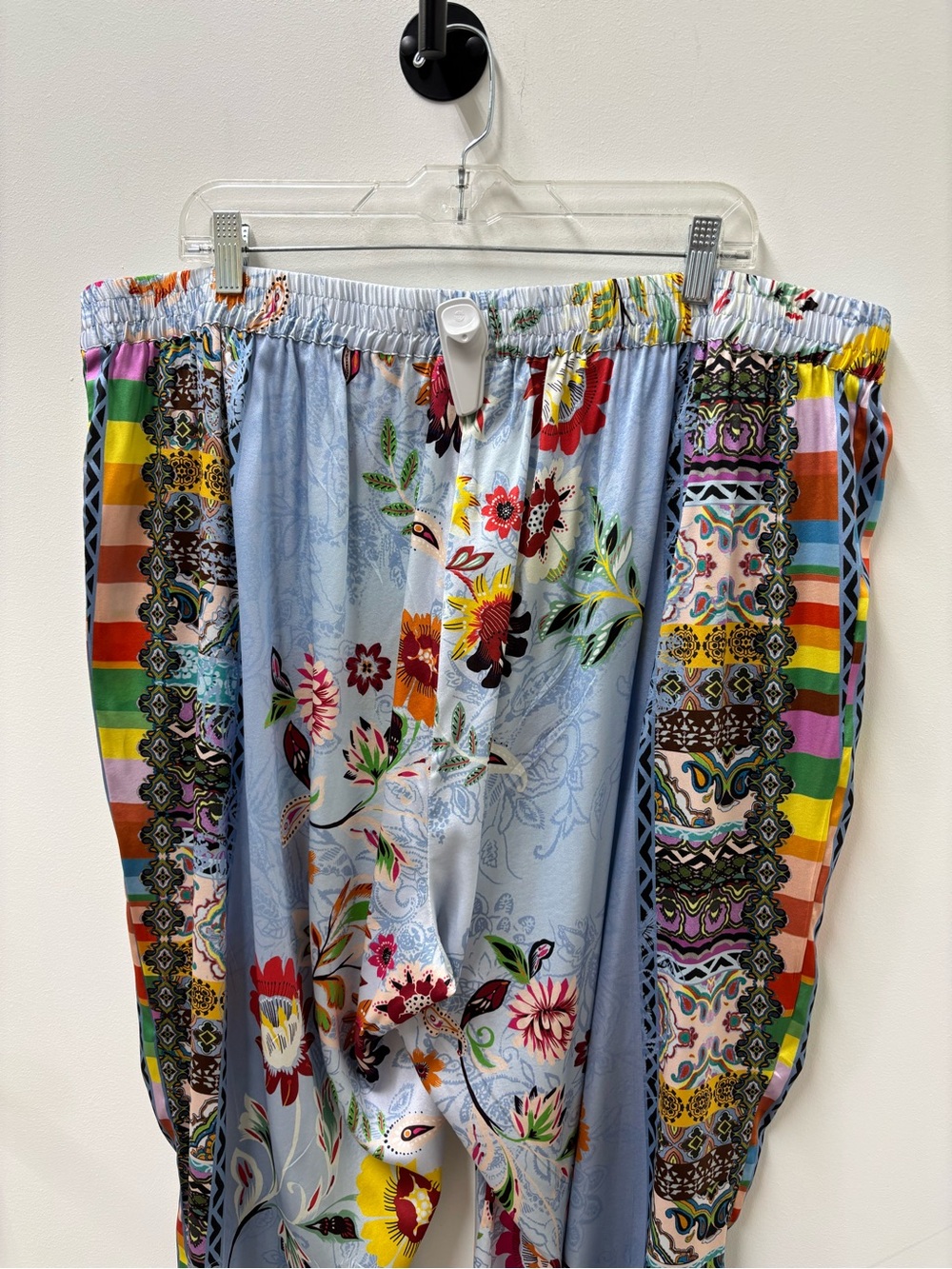 NWT Johnny Was Rainbow Liza Side Stripe Wide-Leg Silk Pants - Picture 9 of 10